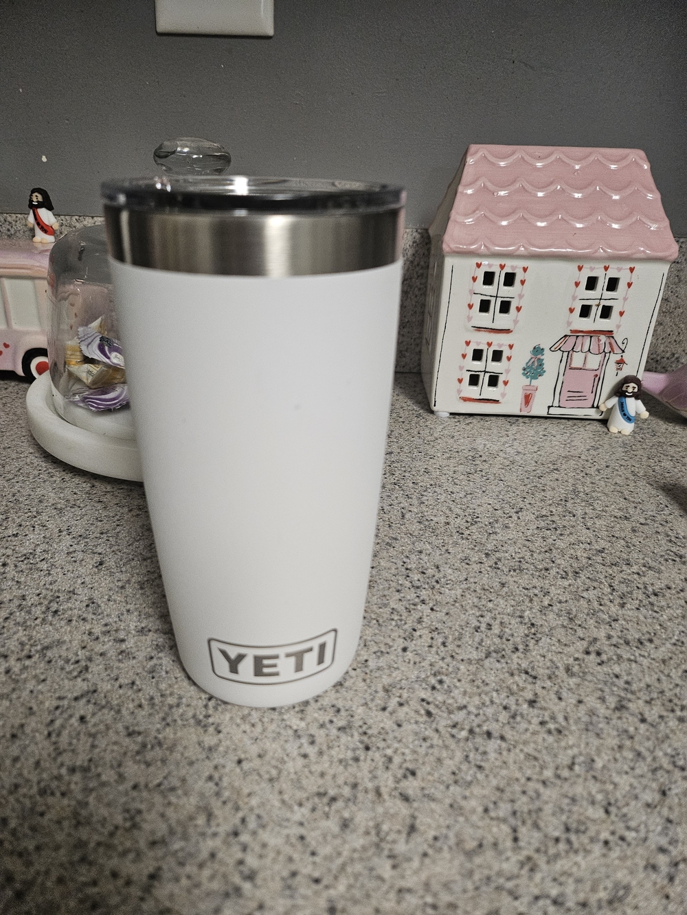 YETI White Stainless Steel Tumbler - Logo Front